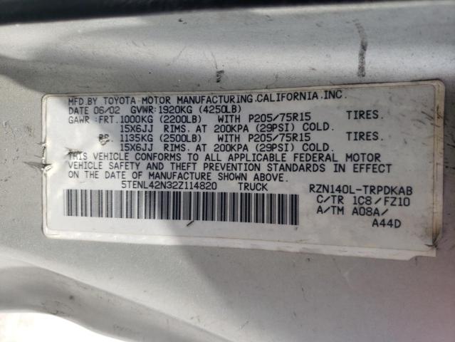 2002 Toyota Tacoma VIN: 5TENL42N32Z114820 Lot: 59941934