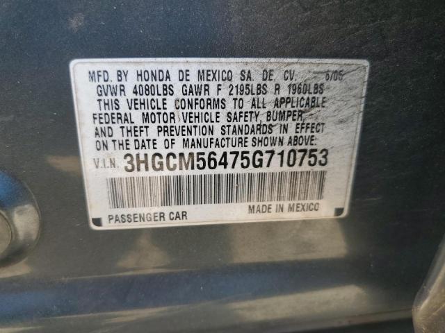2005 Honda Accord Lx VIN: 3HGCM56475G710753 Lot: 55874984