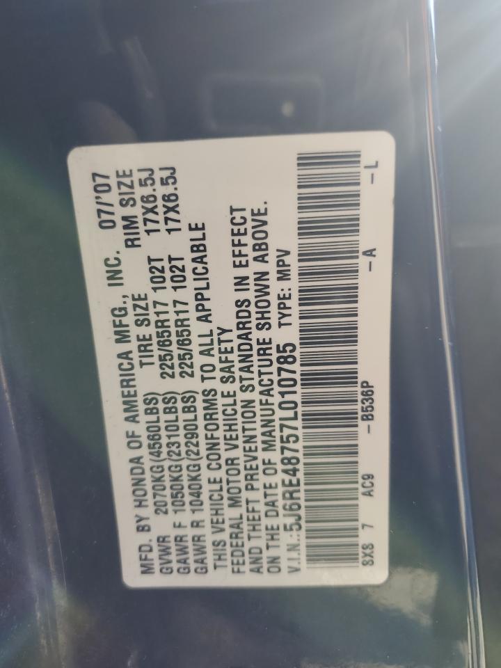 5J6RE48757L010785 2007 Honda Cr-V Exl