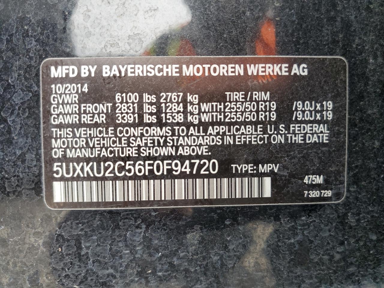 5UXKU2C56F0F94720 2015 BMW X6 xDrive35I