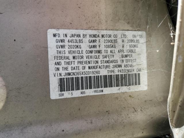 2005 Honda Accord Hybrid VIN: JHMCN365X5C019260 Lot: 60480574