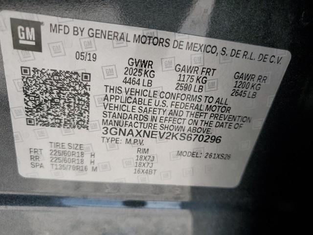 2019 Chevrolet Equinox Premier VIN: 3GNAXNEV2KS67096 Lot: 60747354