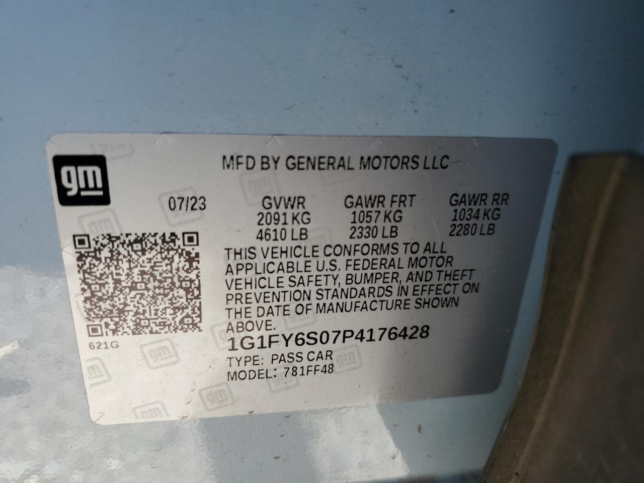 1G1FY6S07P4176428 2023 Chevrolet Bolt Euv Lt