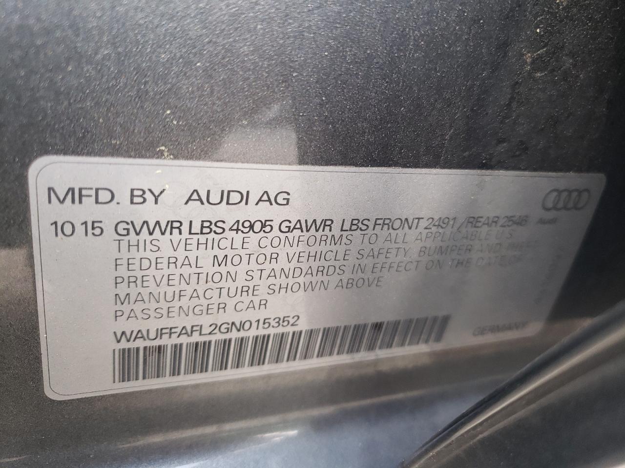WAUFFAFL2GN015352 2016 Audi A4 Premium Plus S-Line