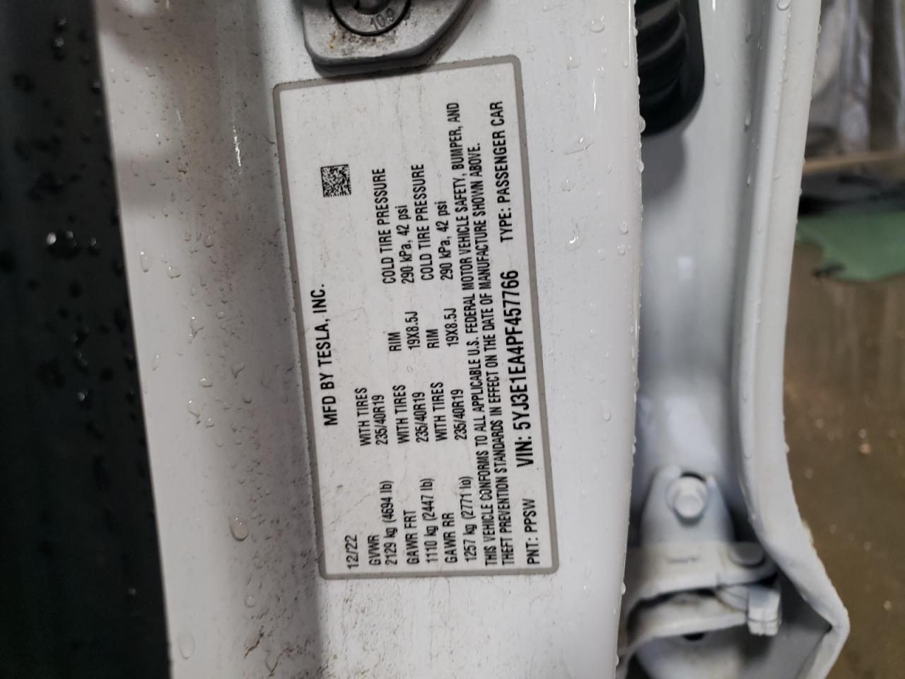 5YJ3E1EA4PF457766 2023 Tesla Model 3