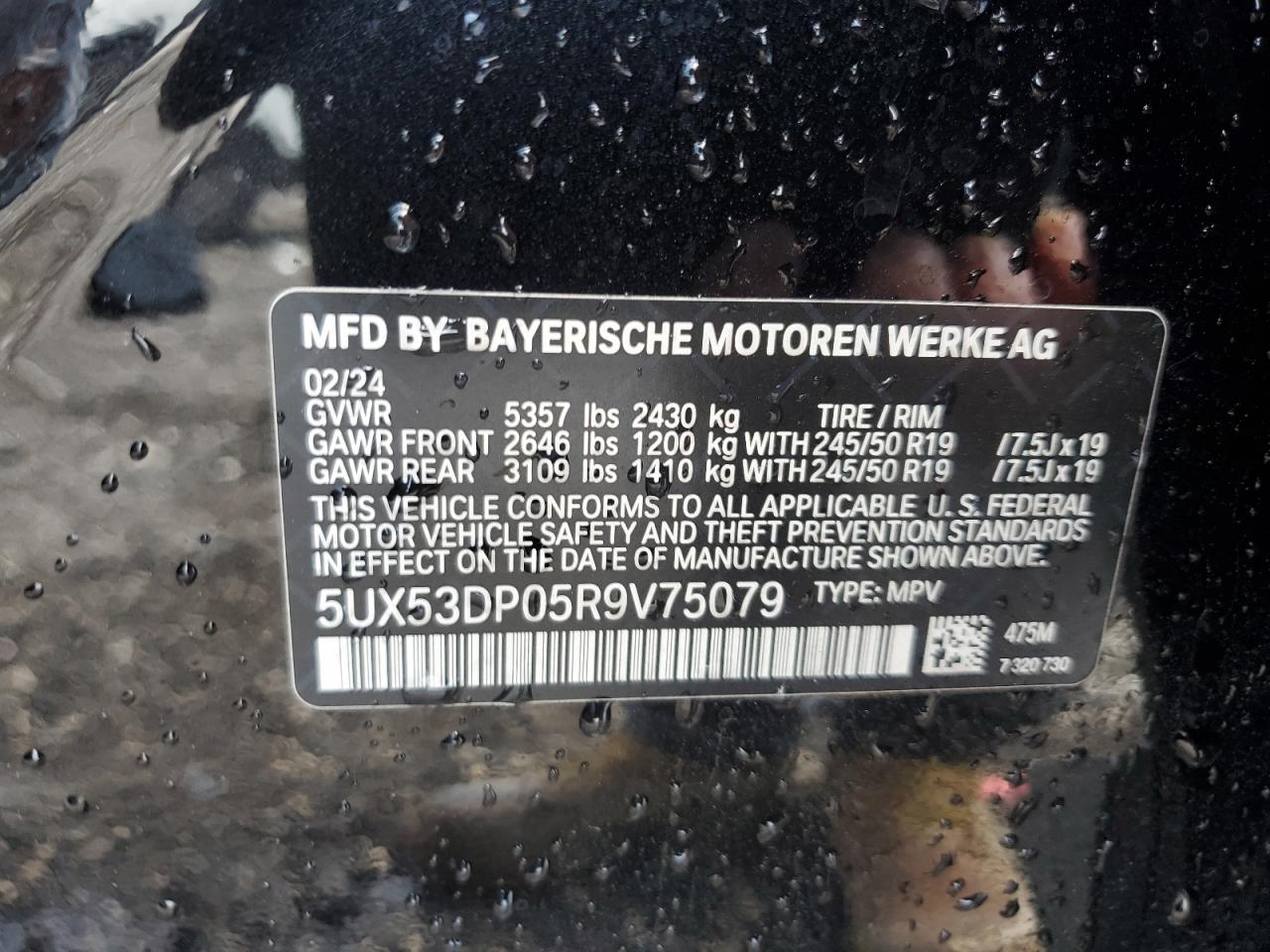 5UX53DP05R9V75079 2024 BMW X3 xDrive30I