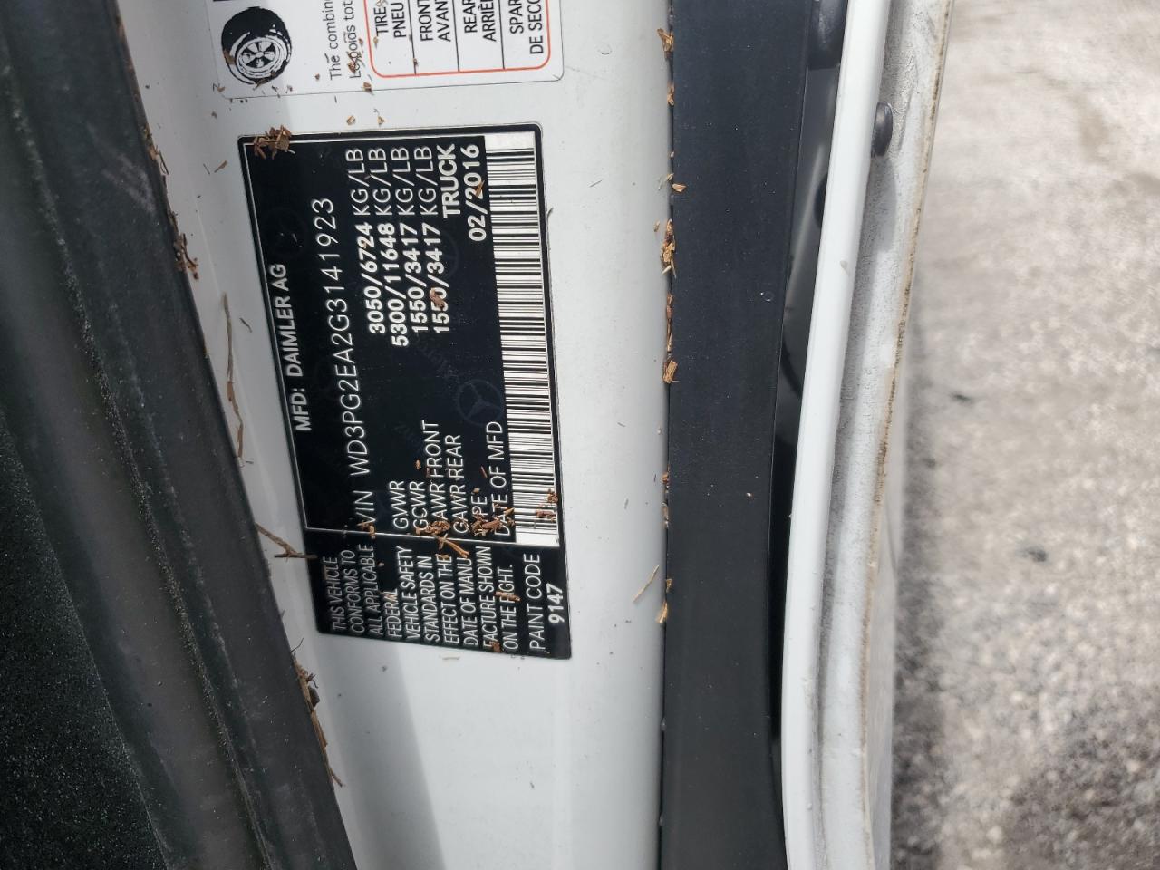 WD3PG2EA2G3141923 2016 Mercedes-Benz Metris