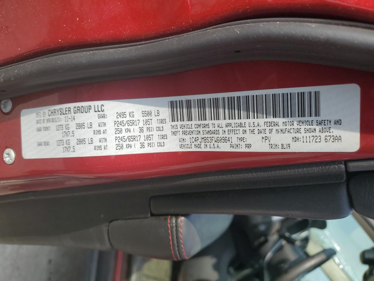 1C4PJMBS3FW609641 2015 Jeep Cherokee Trailhawk