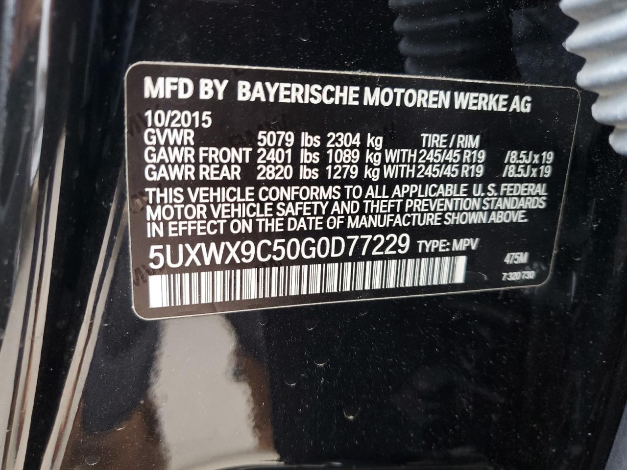 5UXWX9C50G0D77229 2016 BMW X3 xDrive28I