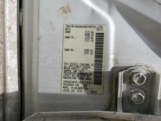 2012 Nissan Maxima S VIN: 1N4AA5AP4CC811397 Lot: 59712924