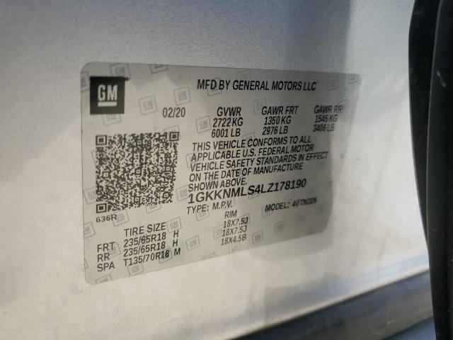 2020 GMC Acadia Slt VIN: 1GKKNMLS4LZ178190 Lot: 60268154