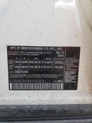 2011 Mercedes-Benz Ml 350 4Matic VIN: 4JGBB8GB6BA640358 Lot: 60274124