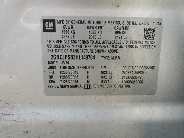 2017 Chevrolet Trax 1Lt VIN: 3GNCJPSB3HL149784 Lot: 60063344