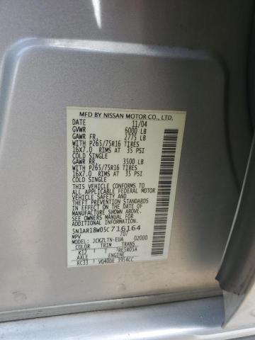 2005 Nissan Pathfinder Le VIN: 5N1AR18W05C716164 Lot: 57138784