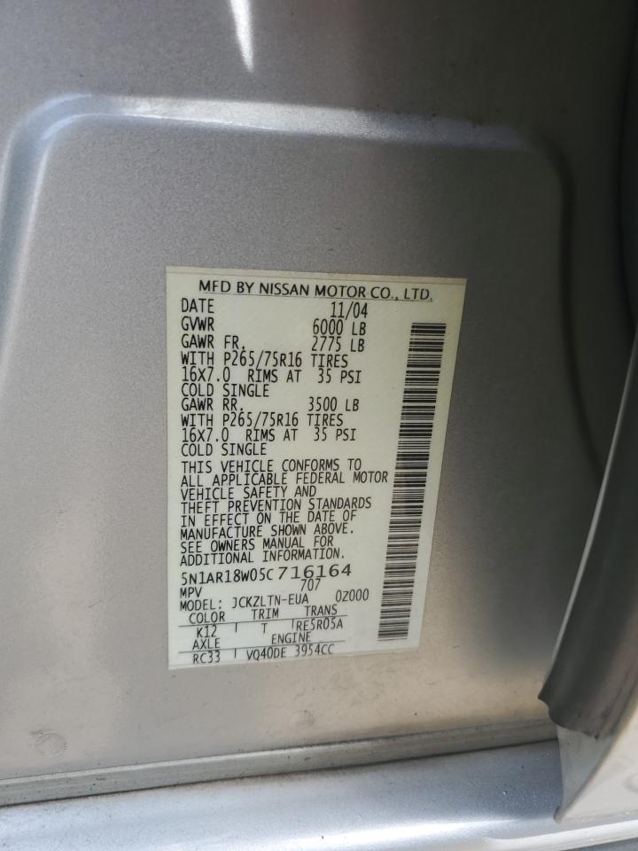 5N1AR18W05C716164 2005 Nissan Pathfinder Le