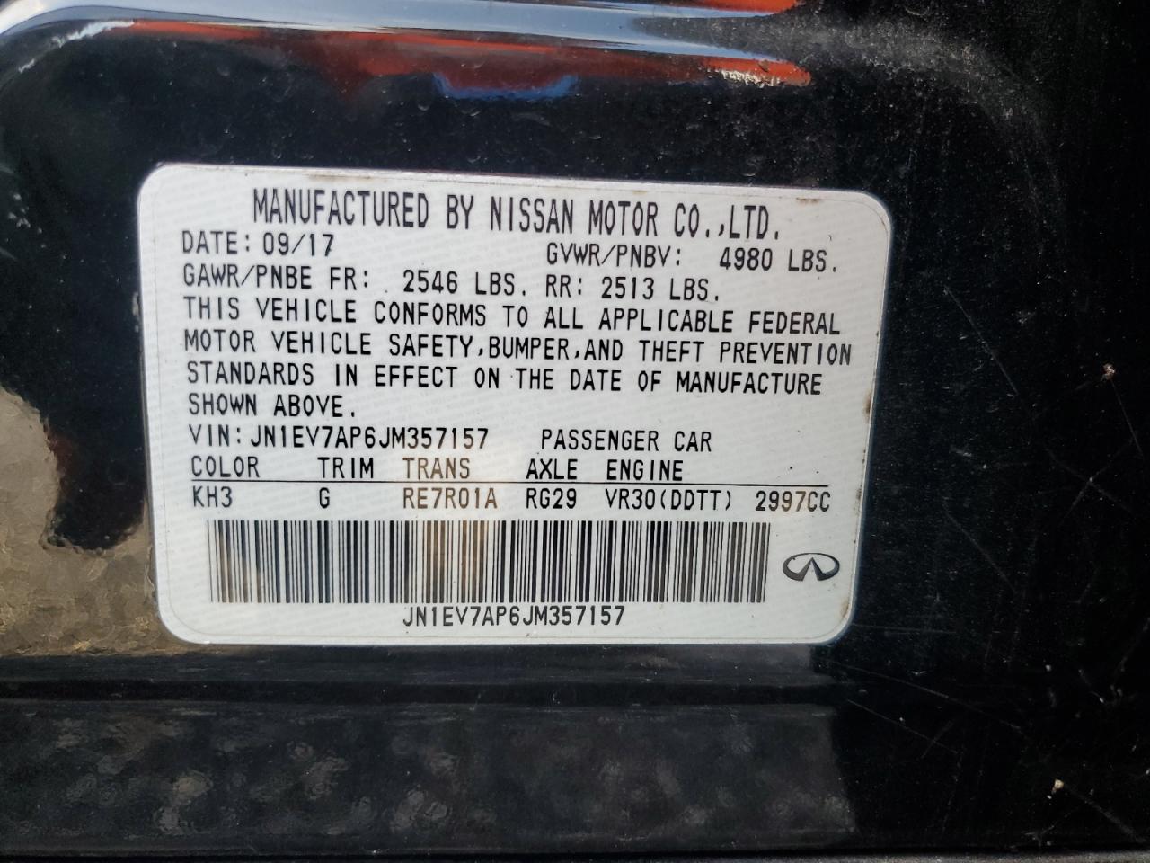 JN1EV7AP6JM357157 2018 Infiniti Q50 Luxe