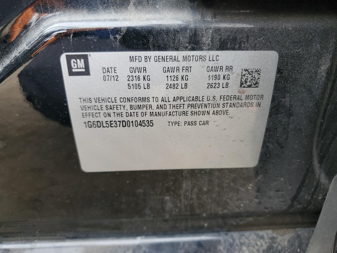 1G6DL5E37D0104535 2013 Cadillac Cts Performance Collection