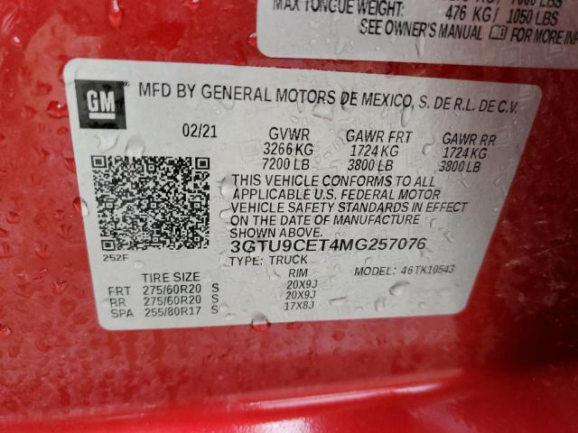 2021 GMC SIERRA K15 - 3GTU9CET4MG257076