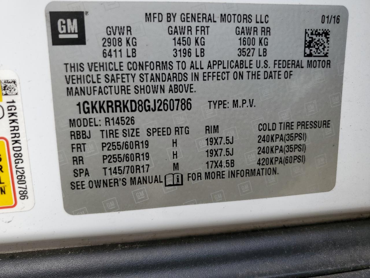 1GKKRRKD8GJ260786 2016 GMC Acadia Slt-1