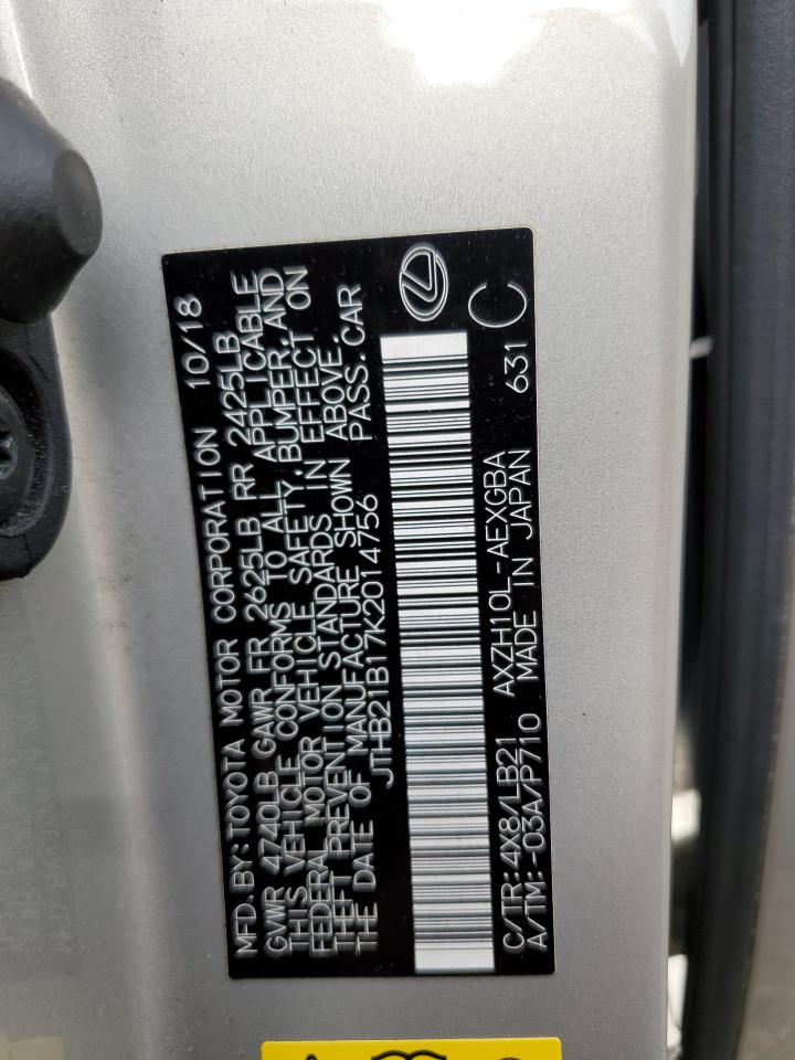 JTHB21B17K2014756 2019 Lexus Es 300H