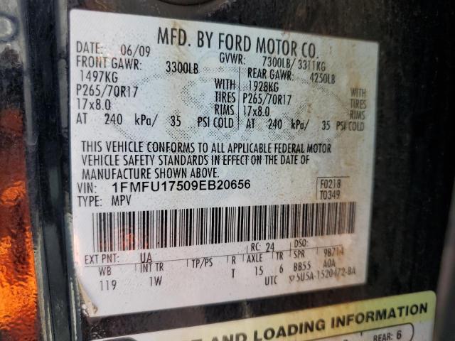 2009 Ford Expedition Eddie Bauer VIN: 1FMFU17509EB20656 Lot: 60003434