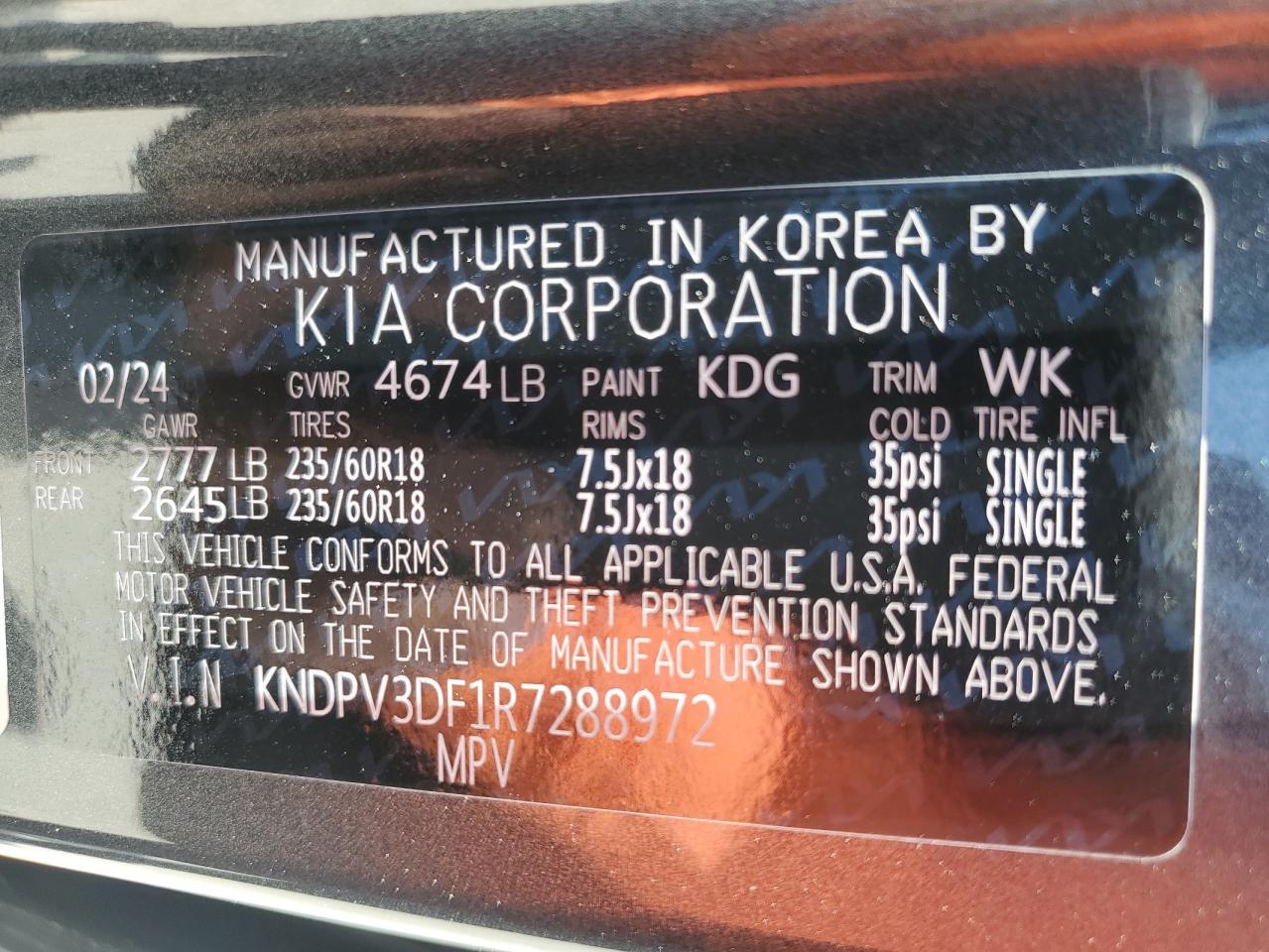 KNDPV3DF1R7288972 2024 Kia Sportage Ex