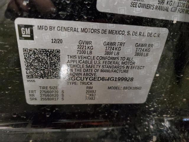 2021 Chevrolet Silverado K1500 Ltz VIN: 3GCUYGED8MG199928 Lot: 57221734
