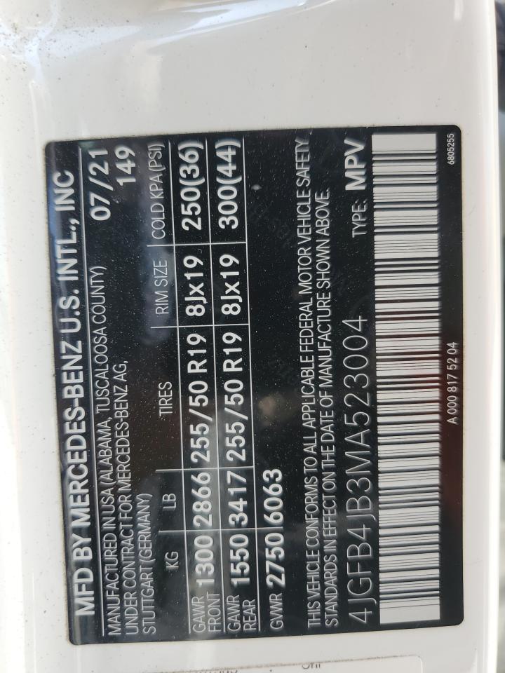 4JGFB4JB3MA523004 2021 Mercedes-Benz Gle 350