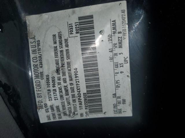 2000 Ford Mustang VIN: 1FAFP404XYF219904 Lot: 61064524