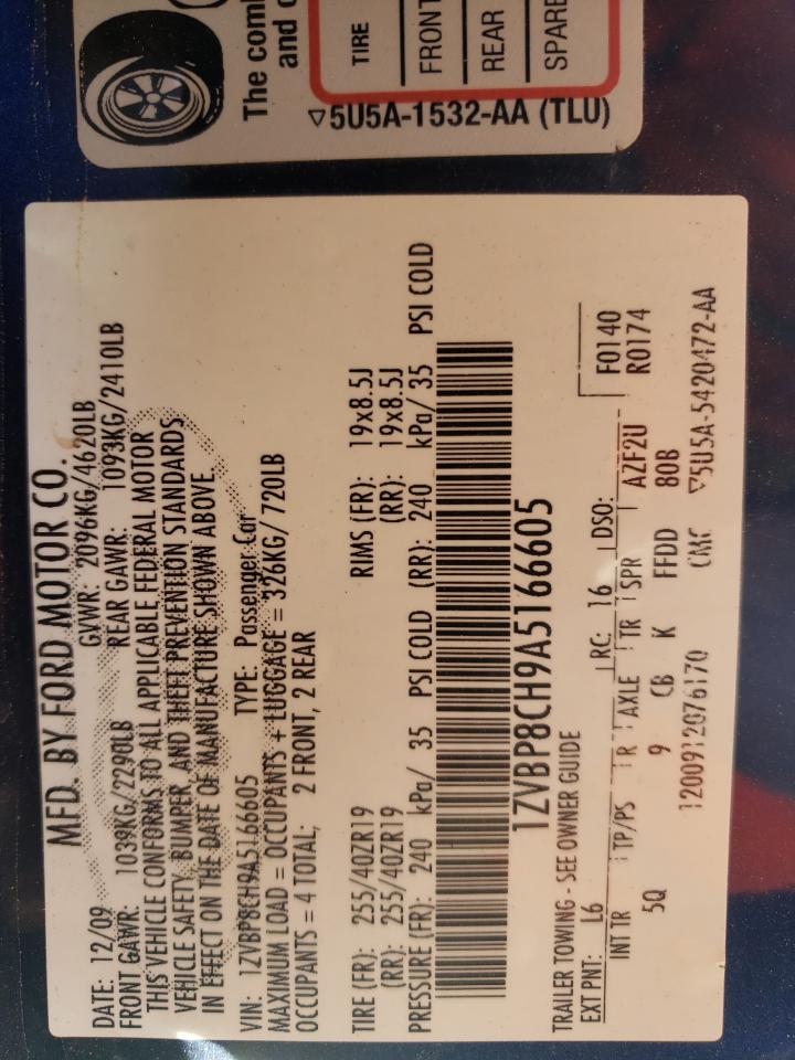 1ZVBP8CH9A5166605 2010 Ford Mustang Gt