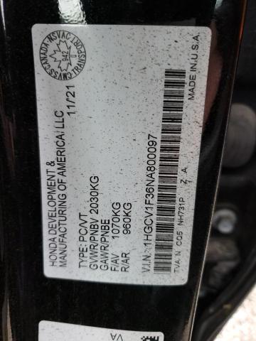 2022 Honda Accord Sport VIN: 1HGCV1F36NA800097 Lot: 54629964