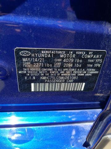 2021 Hyundai Ioniq Se VIN: KMHC75LC5MU261081 Lot: 60780364