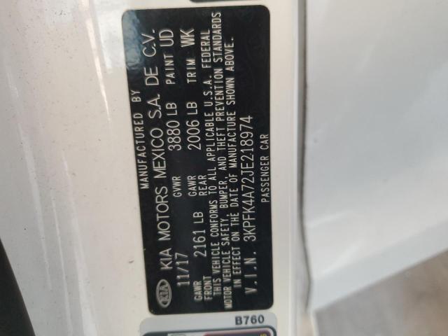 2018 Kia Forte Lx VIN: 3KPFK4A72JE218974 Lot: 59681344