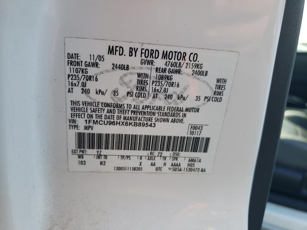 1FMCU96HX6KB89543 2006 Ford Escape Hev