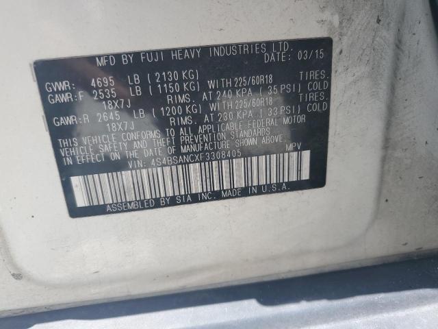 2015 Subaru Outback 2.5I Limited VIN: 4S4BSANCXF3308405 Lot: 59155604