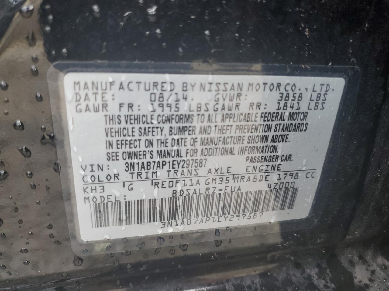 3N1AB7AP1EY297587 2014 Nissan Sentra S