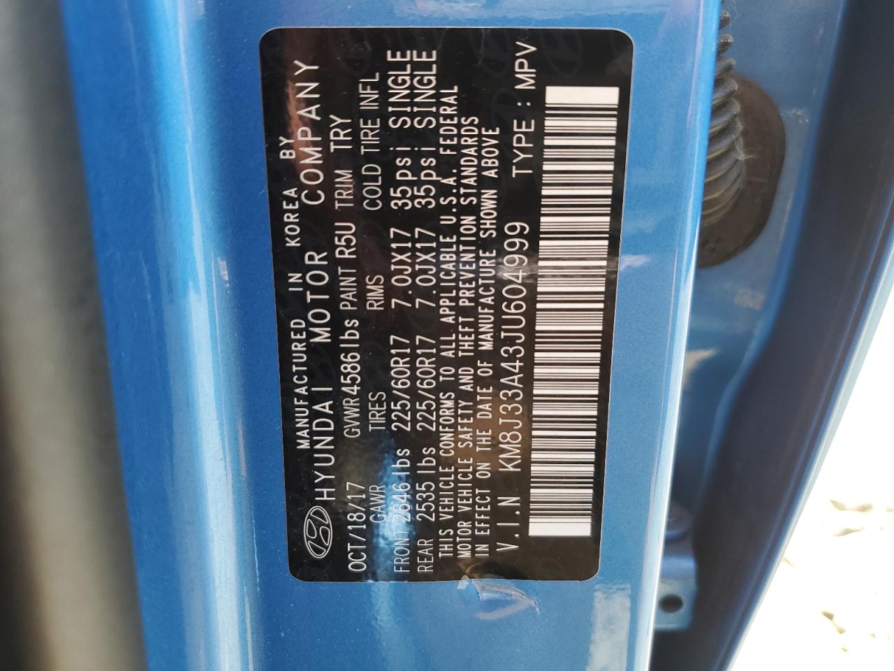 KM8J33A43JU604999 2018 Hyundai Tucson Sel