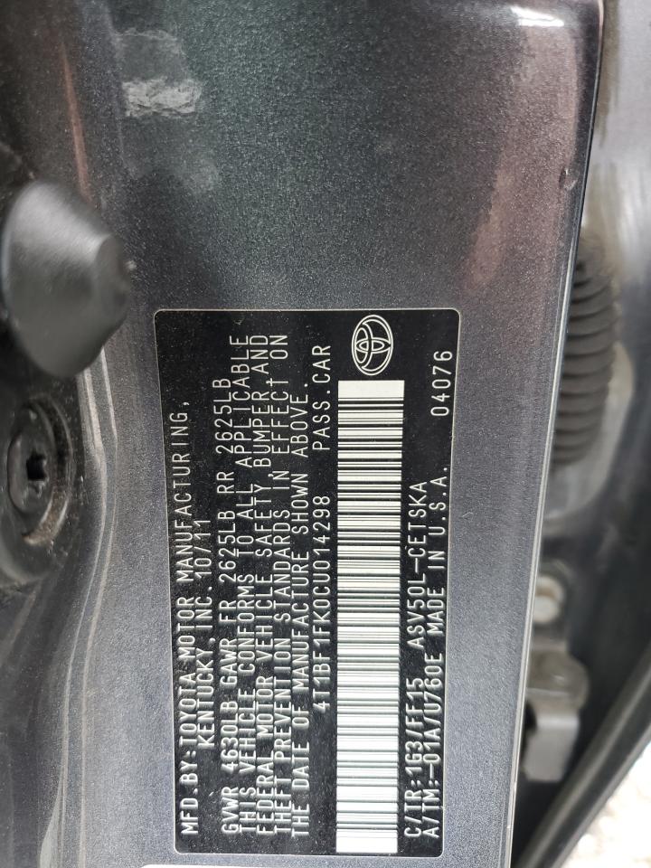 4T1BF1FK0CU014298 2012 Toyota Camry Base