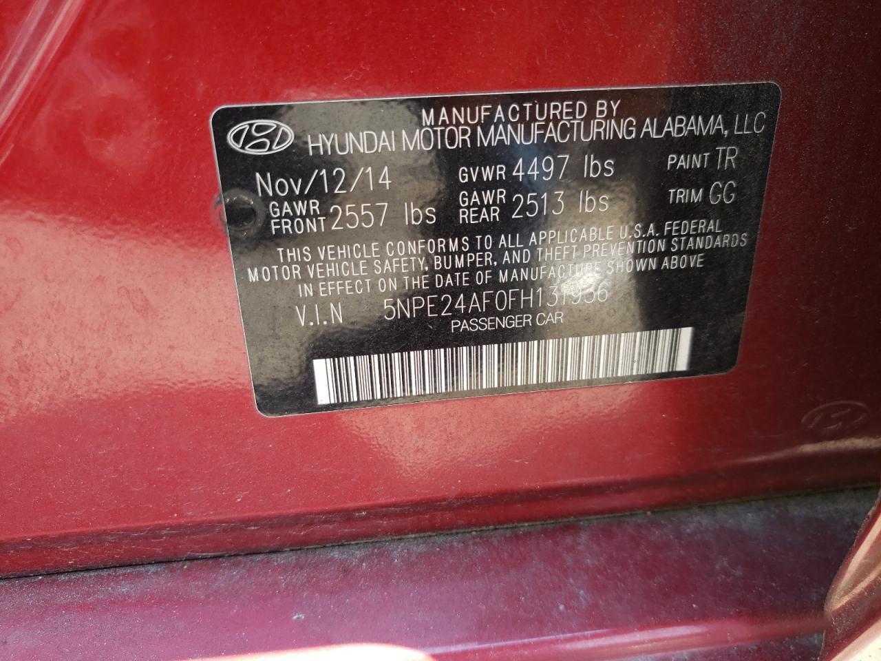 5NPE24AF0FH131936 2015 Hyundai Sonata Se