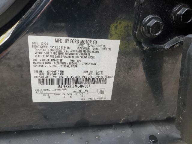 2021 Ford Ecosport Titanium VIN: MAJ6S3KL1MC407381 Lot: 57039534