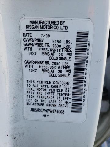 2000 Infiniti Qx4 VIN: JNRAR07Y0YW076008 Lot: 59875774