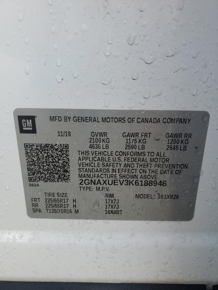 2GNAXUEV3K6188946 2019 Chevrolet Equinox Lt