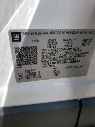 2021 Chevrolet Equinox Lt VIN: 3GNAXKEV5ML339644 Lot: 60040584