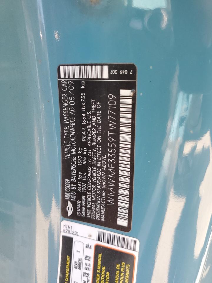 WMWMF33559TW77109 2009 Mini Cooper