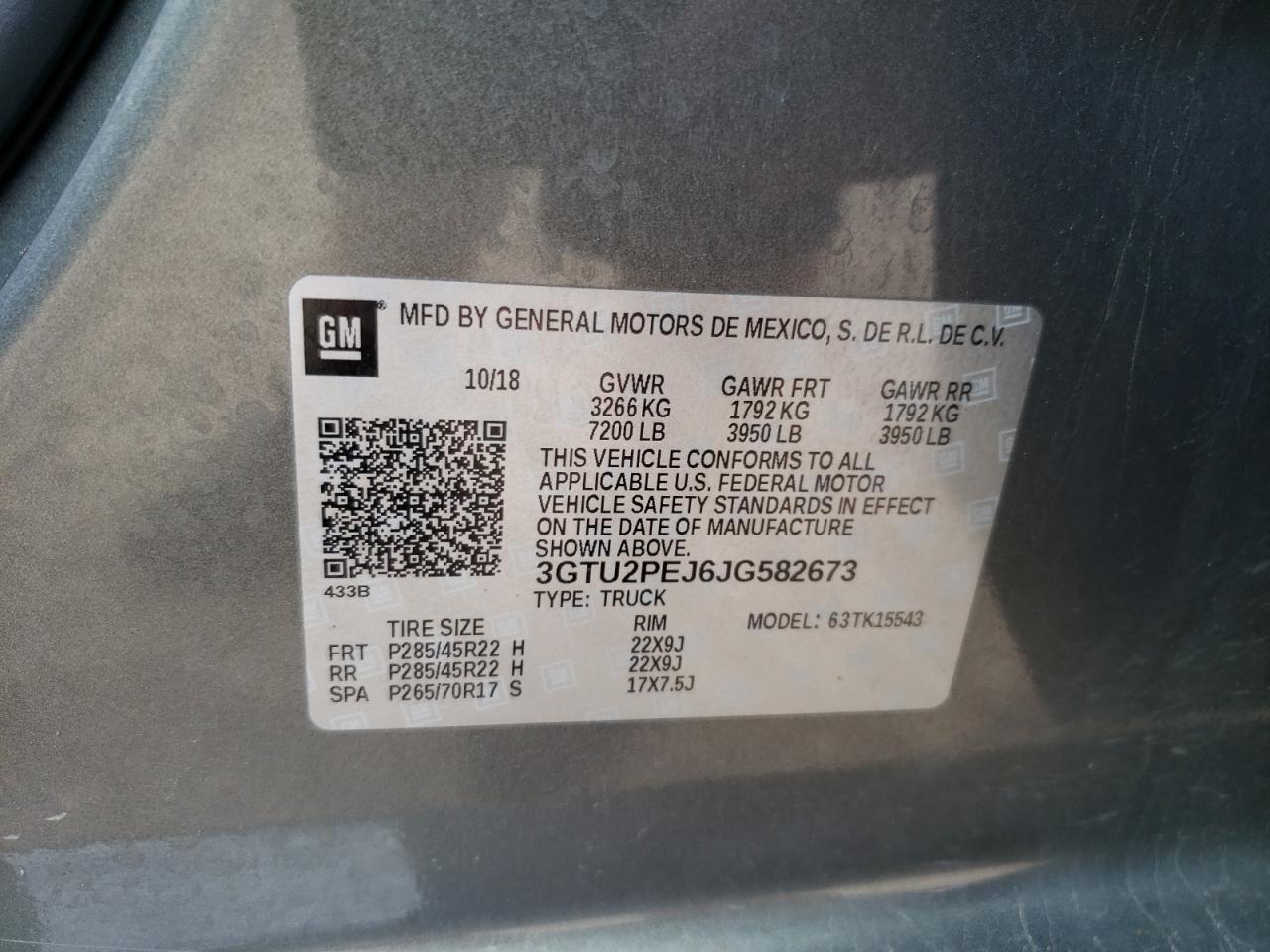 3GTU2PEJ6JG582673 2018 GMC Sierra K1500 Denali