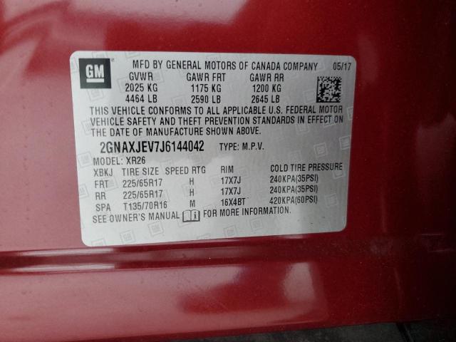 2018 Chevrolet Equinox Lt VIN: 2GNAXJEV7J6144042 Lot: 57848264