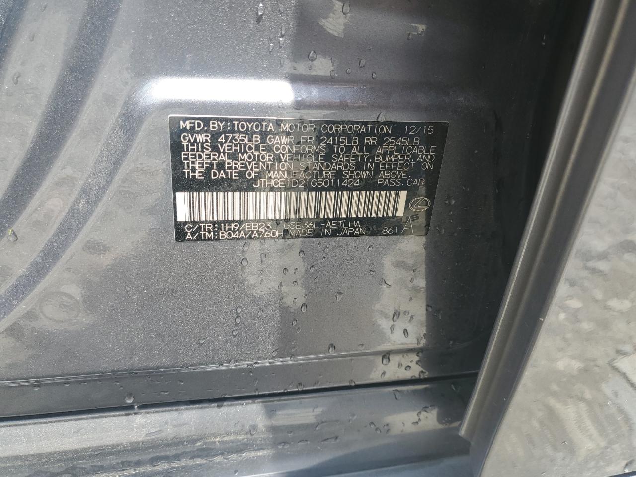 JTHCE1D21G5011424 2016 Lexus Is 350