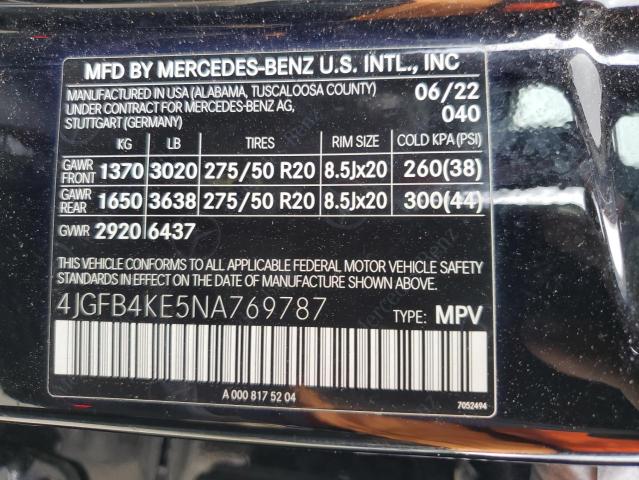 2022 Mercedes-Benz Gle 350 4Matic VIN: 4JGFB4KE5NA769787 Lot: 58604934