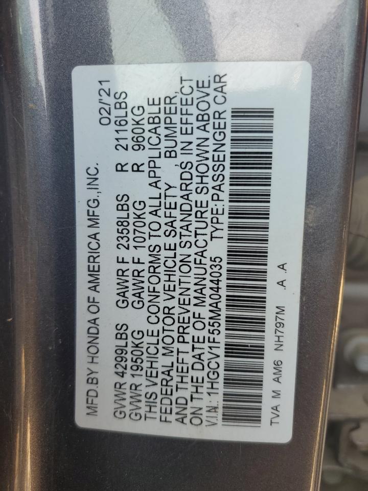 1HGCV1F55MA044035 2021 Honda Accord Exl