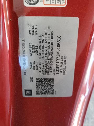 2021 Chevrolet Camaro Lz VIN: 1G1FF1R72M0106818 Lot: 58522364